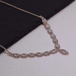 Rose Gold CZ Rhinestone Necklace and Earrings Set