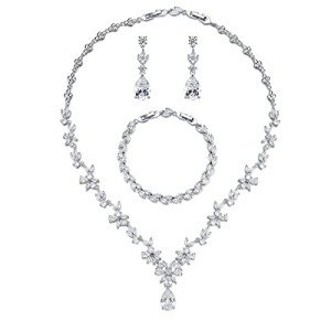 Elegant Silver Bridal Necklace and Earrings Set