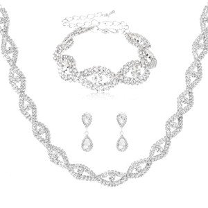 Elegant Silver Rhinestone Jewelry Set for Weddings