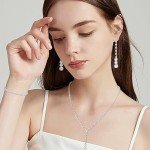 Silver Bridal Jewelry Set with Teardrop Earrings