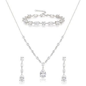 Teardrop CZ Bridal Jewelry Set for Women
