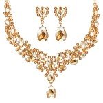 Elegant Gold Teardrop Crystal Jewelry Set for Weddings