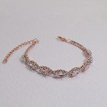 Rose Gold CZ Rhinestone Necklace and Earrings Set