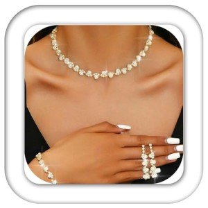 Aukmla Bridal Wedding Jewelry Set with Rhinestones