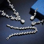 Elegant Silver Bridal Necklace and Earrings Set