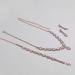 Rose Gold CZ Rhinestone Necklace and Earrings Set