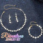 Aukmla Bridal Wedding Jewelry Set with Rhinestones