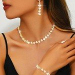 Aukmla Bridal Wedding Jewelry Set with Rhinestones