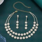 Gold Crystal Bridal Jewelry Set with Choker & Earrings