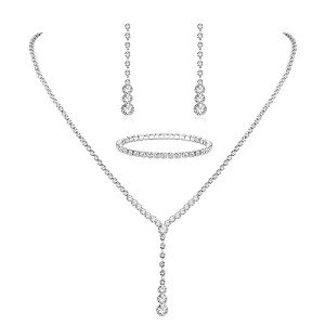 Crystal Silver Necklace & Earrings Set for Women