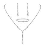 Crystal Silver Necklace & Earrings Set for Women