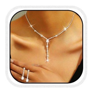 Silver Crystal Bridal Necklace and Earrings Set
