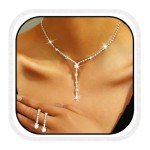 Silver Crystal Bridal Necklace and Earrings Set
