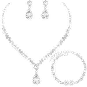 Elegant Silver Crystal Jewelry Set for Weddings