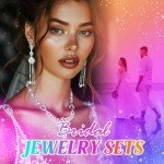 Silver Rhinestone Necklace and Earrings Jewelry Set