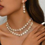 Gold Crystal Bridal Jewelry Set with Choker & Earrings