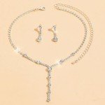 Silver Crystal Bridal Necklace and Earrings Set
