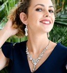Bridal Rhinestone Teardrop Necklace and Earrings Set