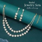 Gold Crystal Bridal Jewelry Set with Choker & Earrings