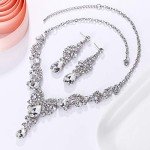 Bridal Rhinestone Teardrop Necklace and Earrings Set