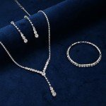Crystal Silver Necklace & Earrings Set for Women