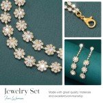 Gold Crystal Bridal Jewelry Set with Choker & Earrings