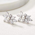 Marquise Cubic Zirconia Bridal Stud Earrings