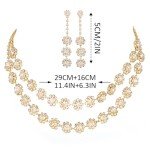 Gold Crystal Bridal Jewelry Set with Choker & Earrings