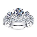 Moissanite Bridal Set in Sterling Silver - 3.7CT