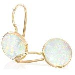 14k Gold White Opal Dangle Earrings for Gifting