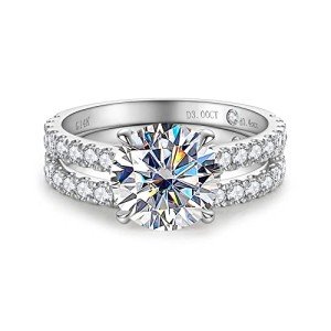 Cadyno 14K White Gold Moissanite Wedding Ring Set