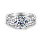 Cadyno 14K White Gold Moissanite Wedding Ring Set