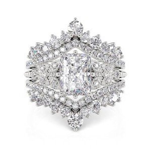 Interchangeable Radiant Cut Butterfly Engagement Ring Set