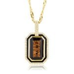 Big Smoky Quartz Pendant Necklace in Gold Plated Silver
