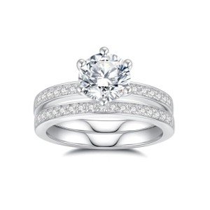 Moissanite Engagement Ring Set for Women 925 Silver