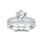 Moissanite Engagement Ring Set for Women 925 Silver