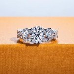 Moissanite Bridal Set in Sterling Silver - 3.7CT