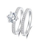 Moissanite Engagement Ring Set for Women 925 Silver