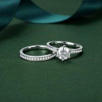 Moissanite Engagement Ring Set for Women 925 Silver