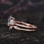 Rose Gold Moss Agate Engagement Ring Set for Women