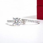 Cadyno 14K White Gold Moissanite Wedding Ring Set