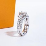 Moissanite Bridal Set in Sterling Silver - 3.7CT