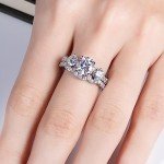 Moissanite Bridal Set in Sterling Silver - 3.7CT