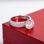 Cadyno 14K White Gold Moissanite Wedding Ring Set