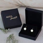 14k Gold White Opal Dangle Earrings for Gifting
