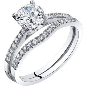 Elegant 14K White Gold 1 Carat Bridal Ring Set