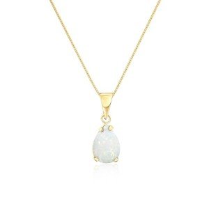 Dainty 14K Gold Opal Teardrop Necklace for Women