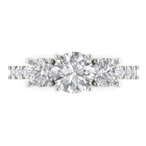 2 Ct Round Clear Zircon 14K White Gold Ring