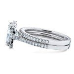 Kobelli Moissanite Halo Bridal Ring Set 14k White Gold