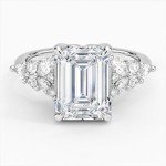 Emerald Moissanite Nature-Inspired Halo Ring Set